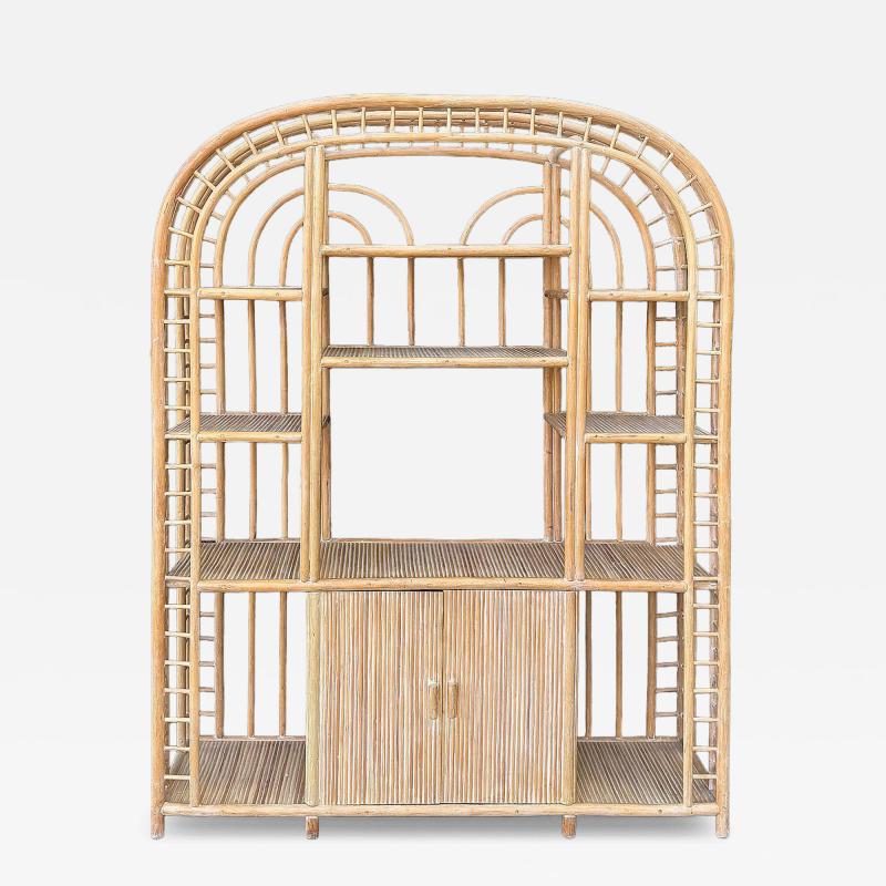 Large Vintage Arched Coastal Rattan Etag re Shelves and Storage