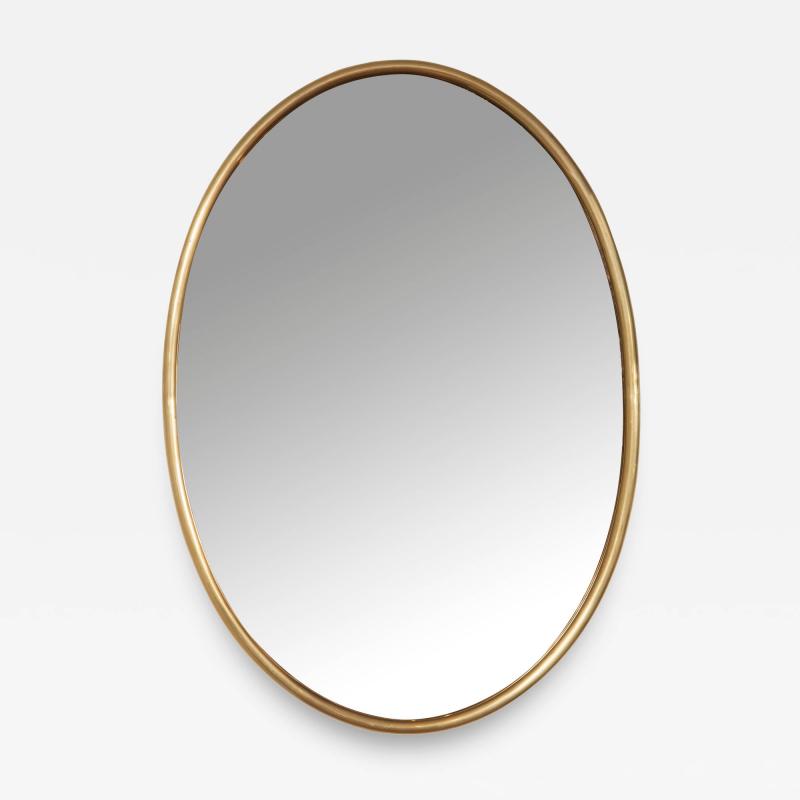 Large Vintage Italian Oval Shaped Brass Mirror Large Vintage Italian Oval Shaped Brass