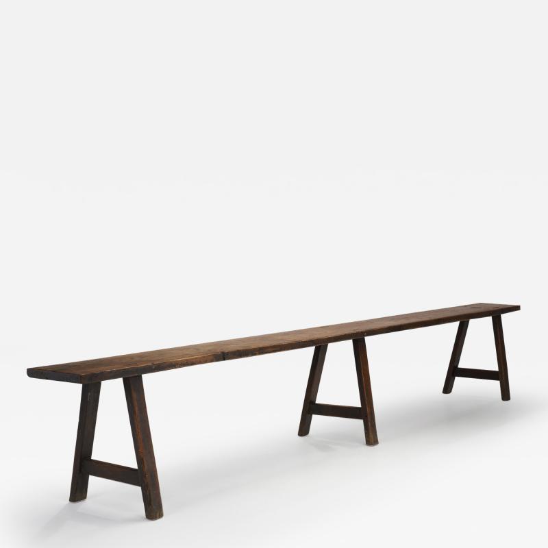 Large Wabi Sabi Style Solid Wood Bench France 19th Century