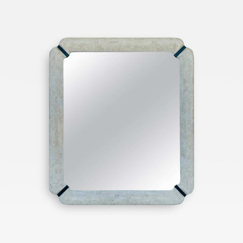Large Wall Mirror in Tessellated Stone Bone and Brass
