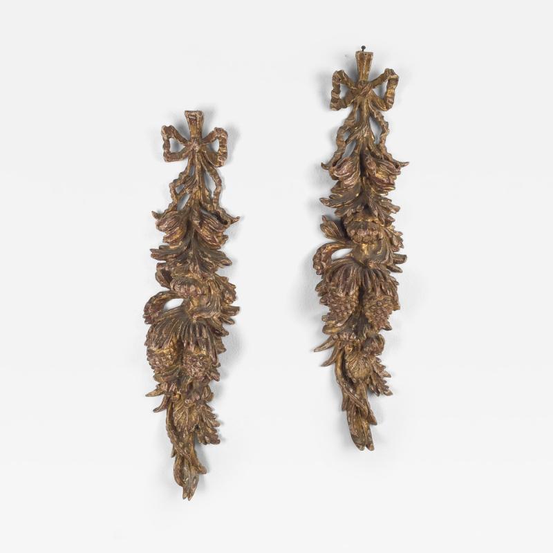 Large Well Carved Pair of Italian Giltwood Appliqu s circa 1880