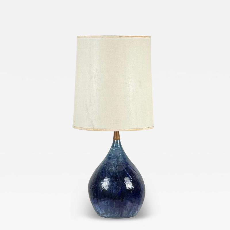 Large Whimsical Glazed Ceramic Teardrop Lamp with Original Shade