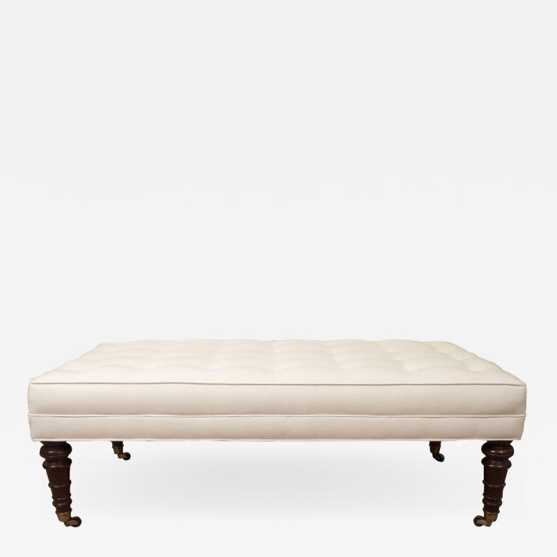 Large White Tufted Ottoman