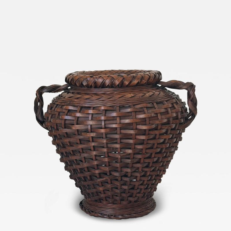 Large amphora form basket Japan Showa period