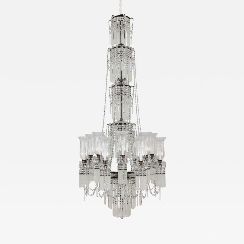 Large and Impressive Bohemian Cut and Frosted Glass Chandelier