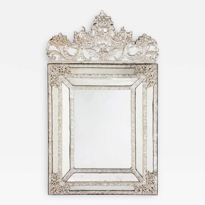 Large antique French silvered rectangular mirror