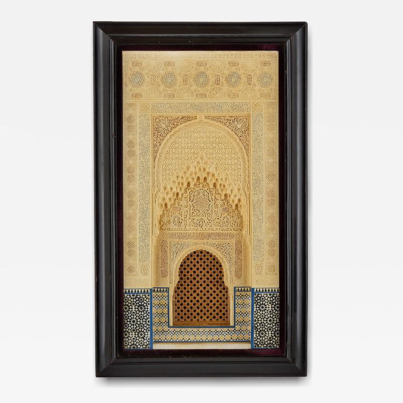 Large antique framed plaster relief model of Alhambra