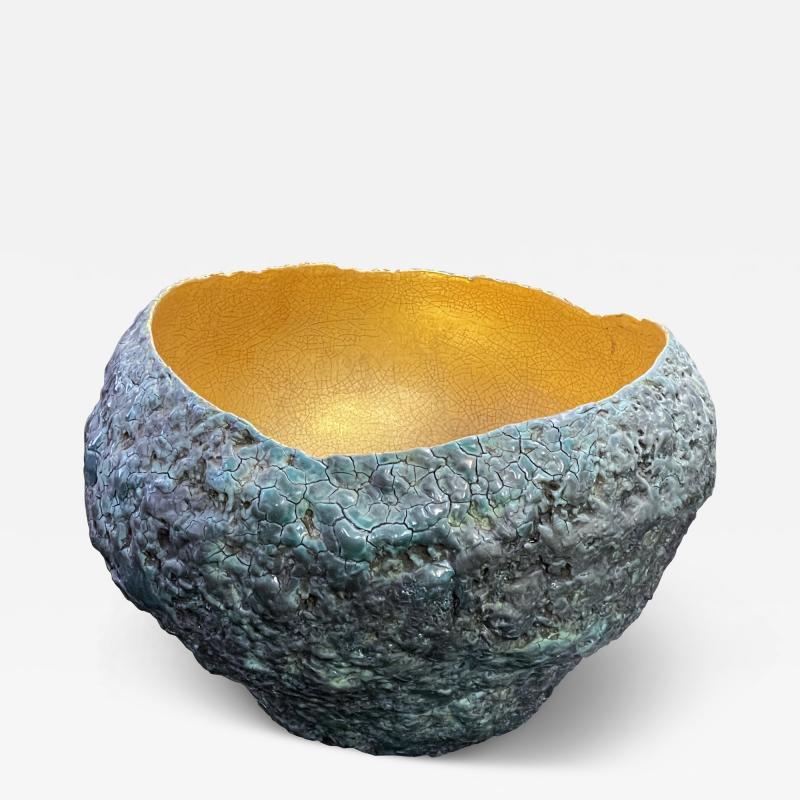 Large ceramic Turquoise an Gold