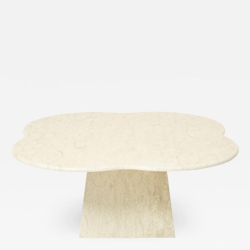 Large clover shaped coffee table made of Italian travertine 1970s