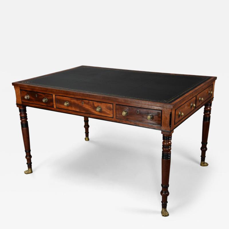Large early 19thc Regency six drawer writing table of fine patina