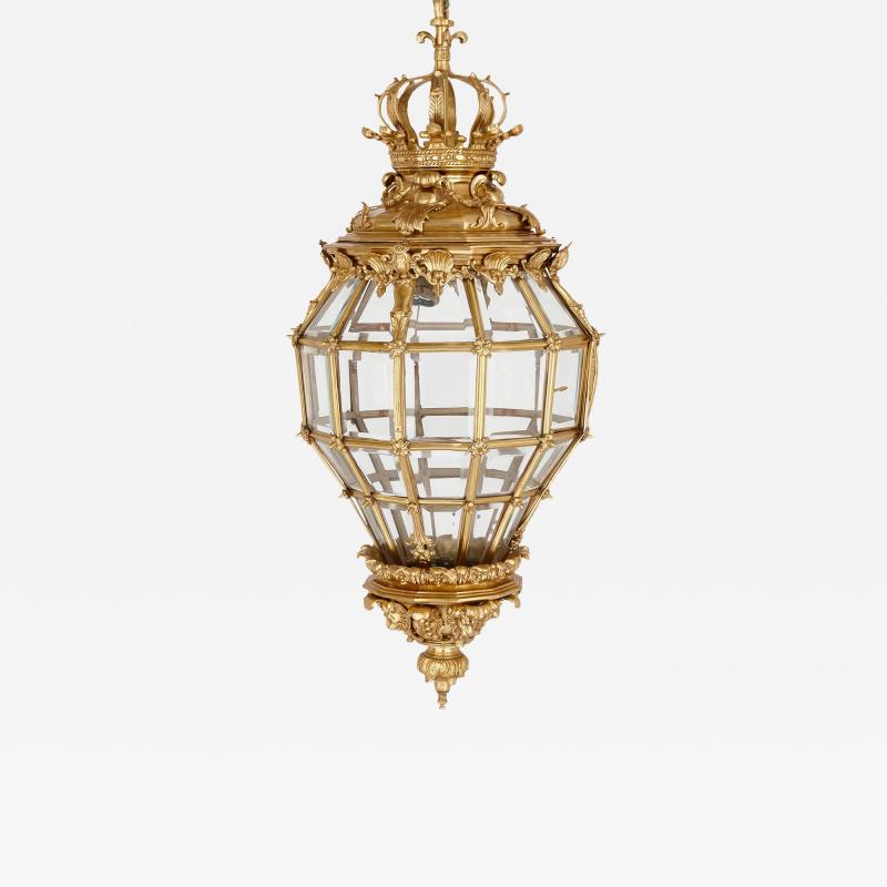 Large gilt bronze and glass Versailles lantern