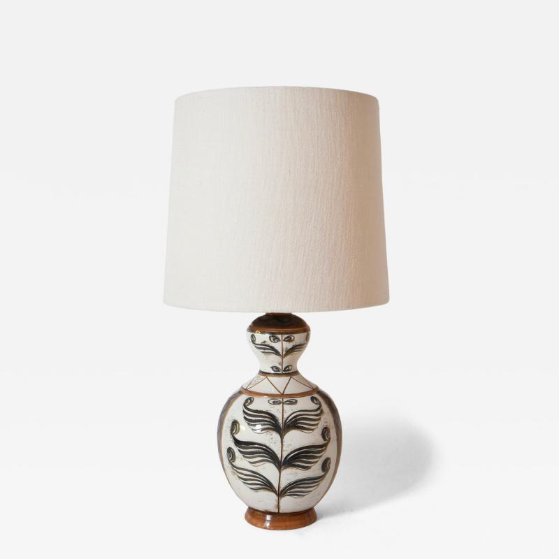 Large glazed ceramic lamp in baluster shape 1950s 