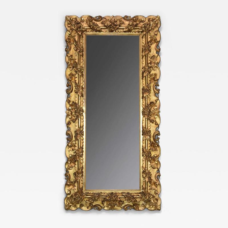 Large highly decorative mid 19th century Italian carved giltwood dressing mirror