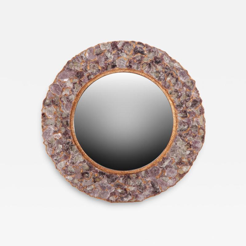 Large mica and gilt resin convex wall mirror in the manner of Line Vautrin 