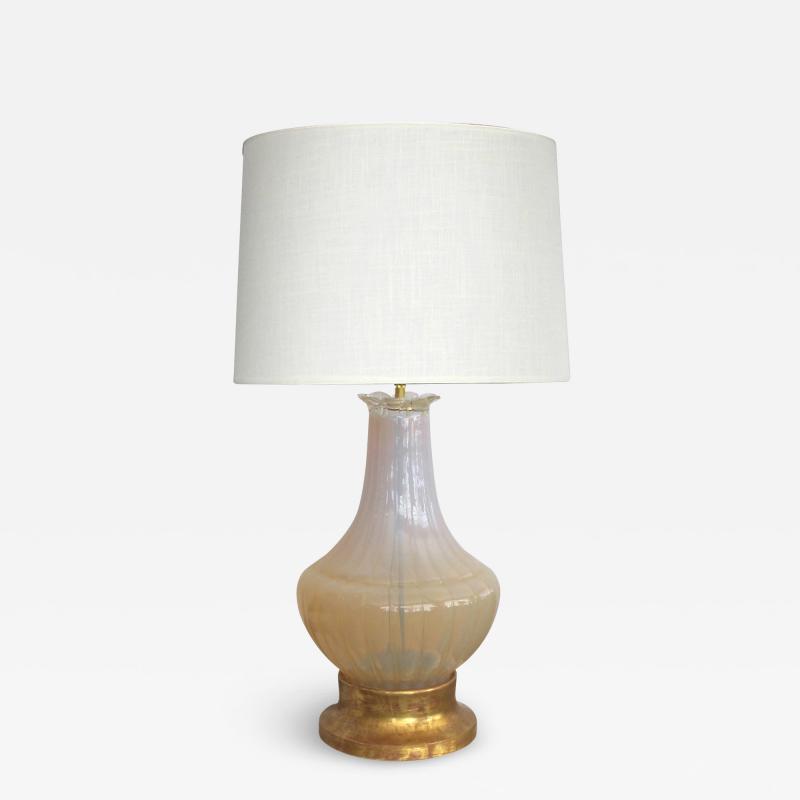 Large scaled Murano Mid century Butter cream Opaque Glass Lamp