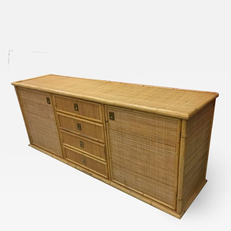 Large sideboard in bamboo and cannage Italy 1970