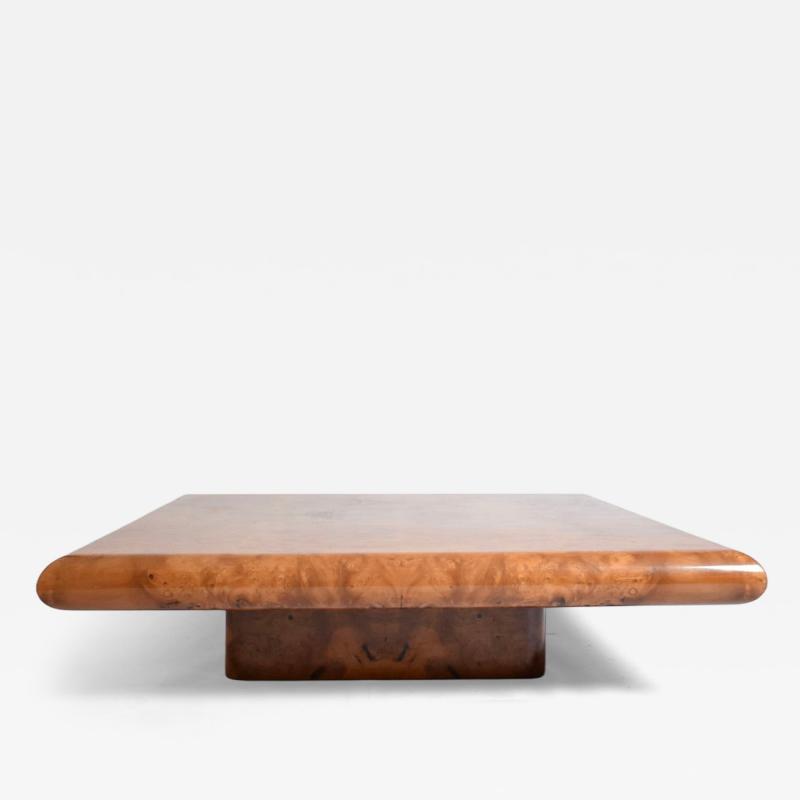 Large square burr walnut coffee table 1970s
