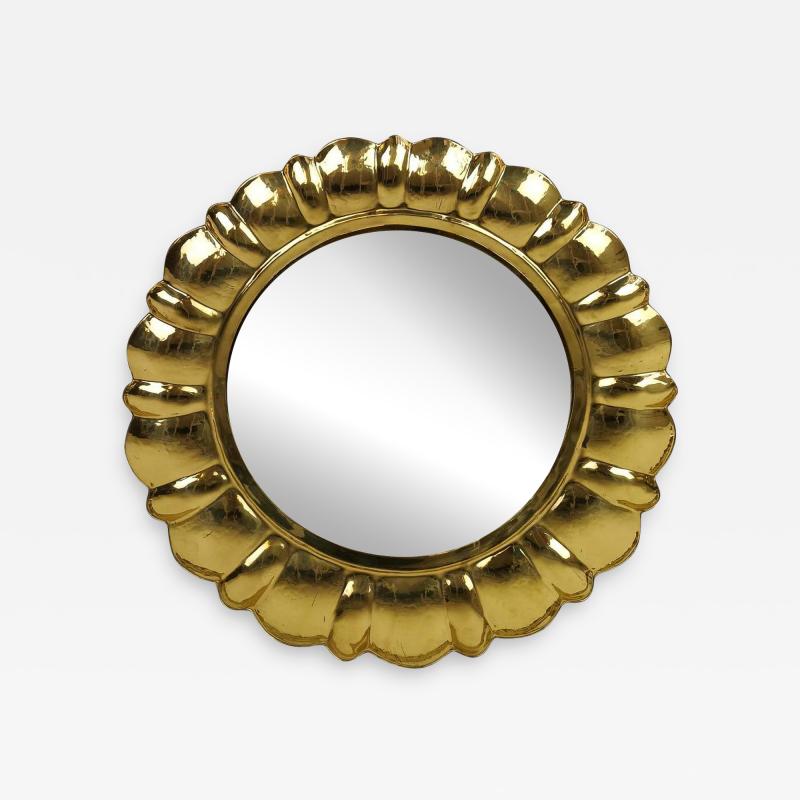 Lars Holmstr m Midcentury Rare Mirror in Brass by Lars Holmstr m Arvika Sweden