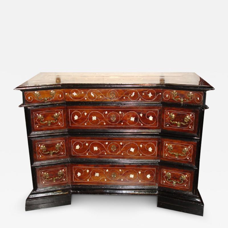 Late 17th Century Italian Louis XIV Concave Block Front Commode