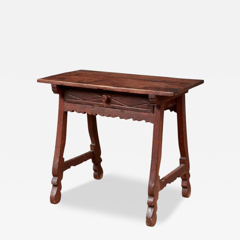 Late 17th c Italian Walnut Side Table with Scalloped Front