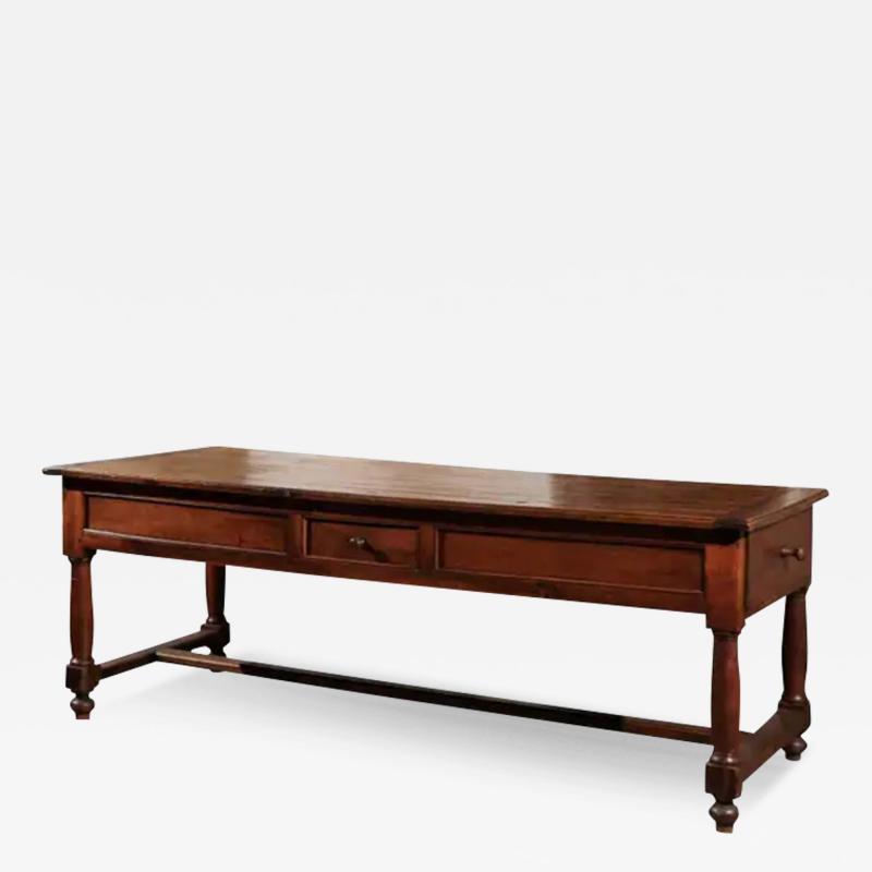 Late 18th Century French Walnut and Acacia Wood Sofa Table with Turned Legs