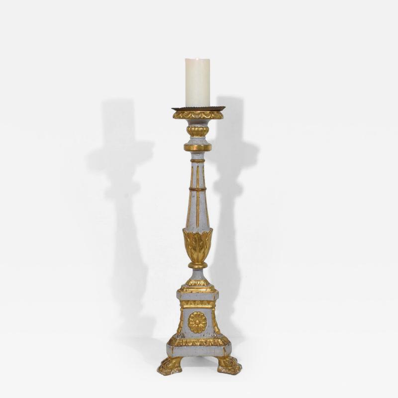 Late 18th Century Italian Neoclassical Carved Wooden Candleholder