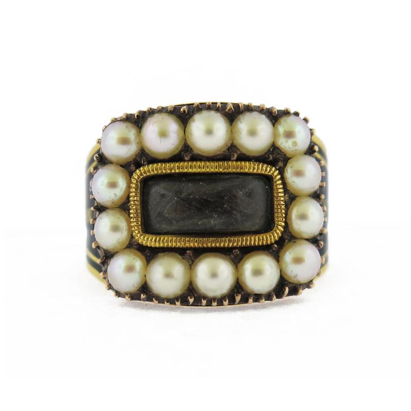 Late 18th Century Pearl and Enamel Morning Ring