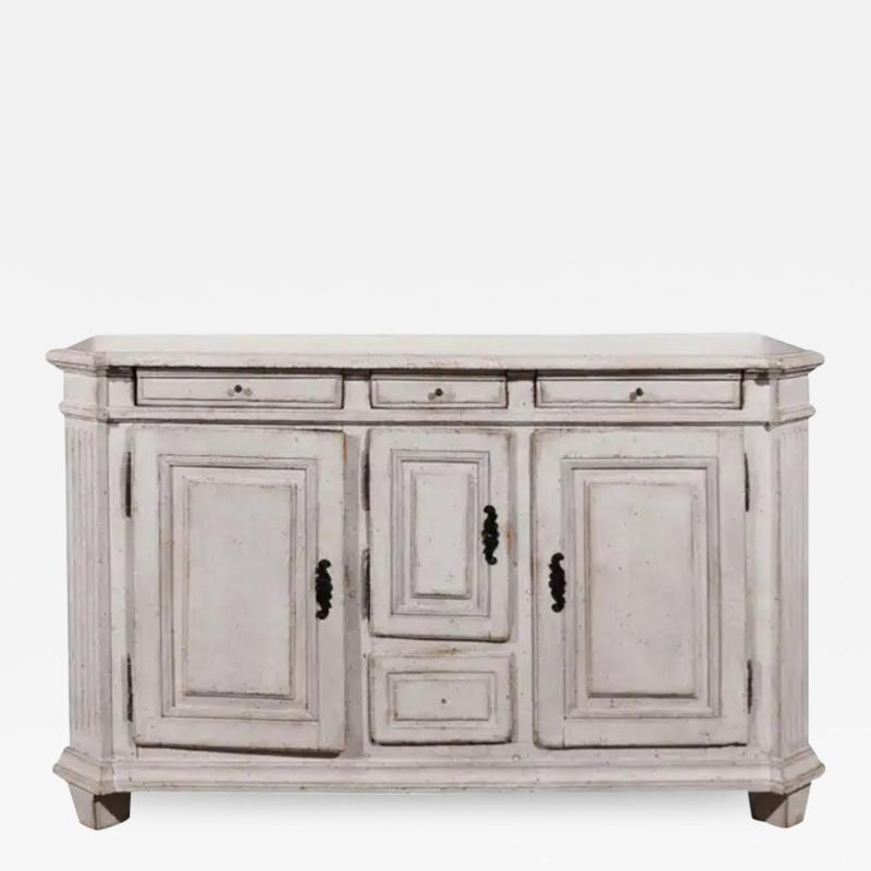 Late 18th Century Swedish Gustavian Painted Wood Sideboard with Fluted Pilasters