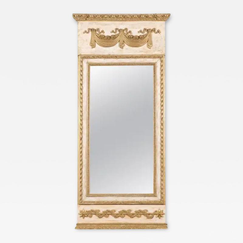 Late 18th Century Swedish Gustavian Period Trumeau Mirror with Swag and Roses