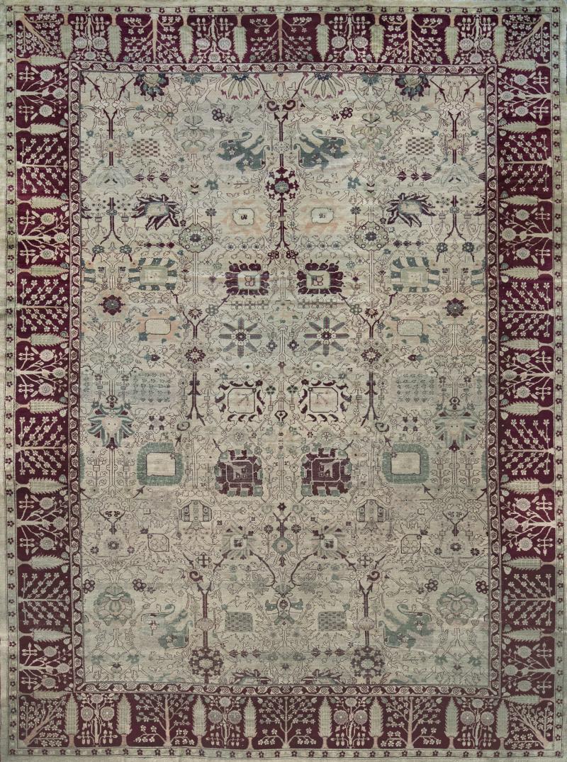 Late 19th Century Handwoven Antique Agra Rug