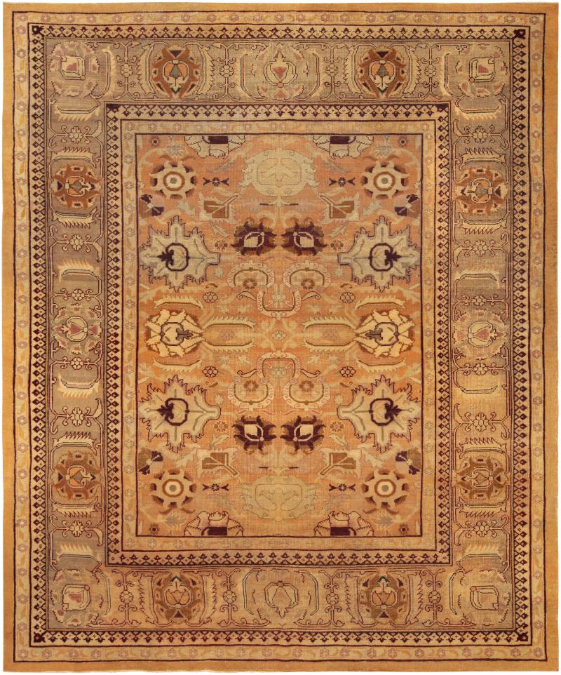 Late 19th Century Indian Amritsar Botanic Handmade Wool Rug