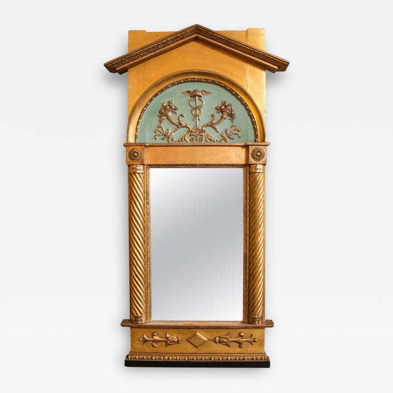 Late 19th Century Italian Neoclassical Paint Decorated Pier Mirror