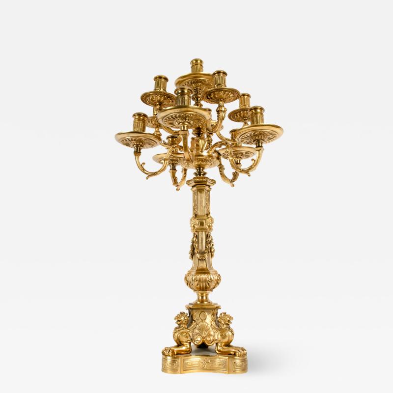 Late 19th Century Large Gilt Bronze Eleven Arms Candelabra