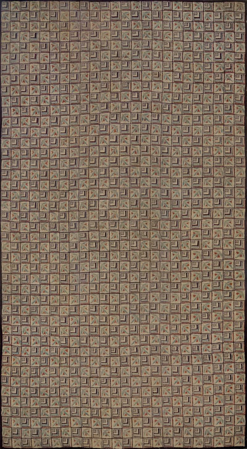 Late 19th Century Large Handwoven Hooked Rug