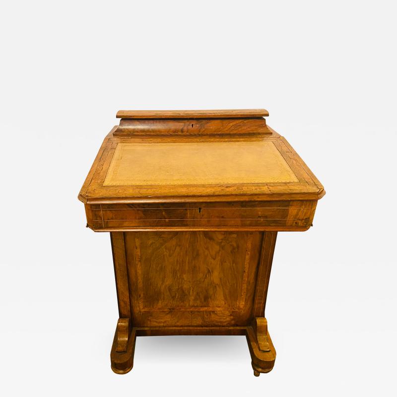 Late 19th Century Top Lid with Fitted Interior Line Burl Inlaid Davenport Desk