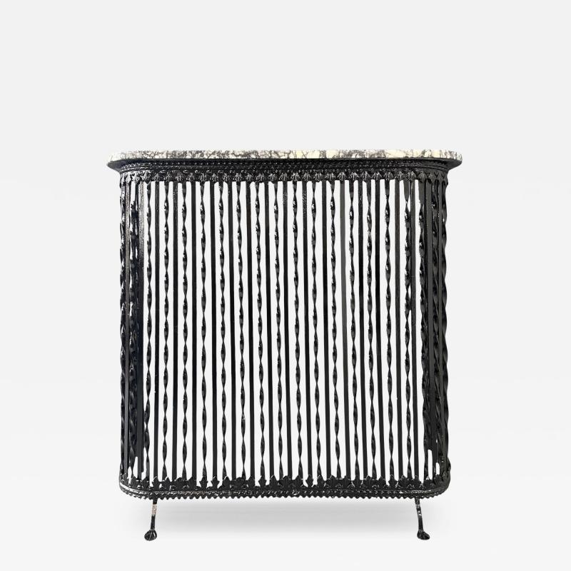 Late 19th Century Wrought Iron Marble Radiator Cover from a New York Apartment