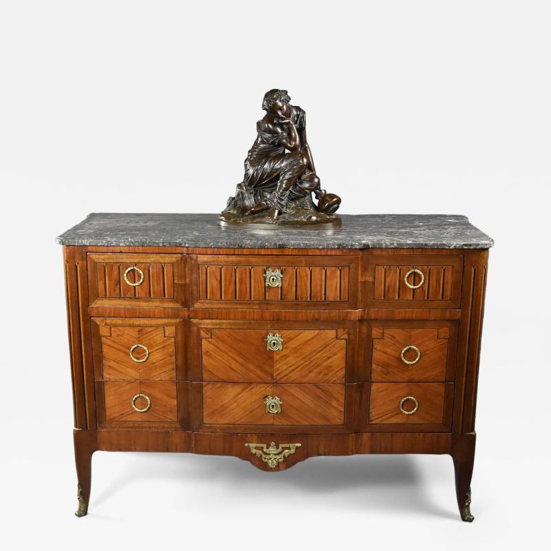 Late 19th century French Louis XVI style tulipwood breakfront commode