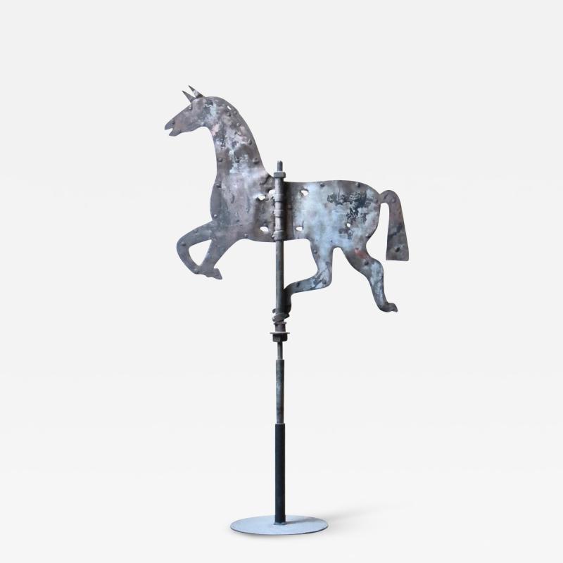 Late 19thC Sheet Iron and Metal Trotting Horse Weathervane