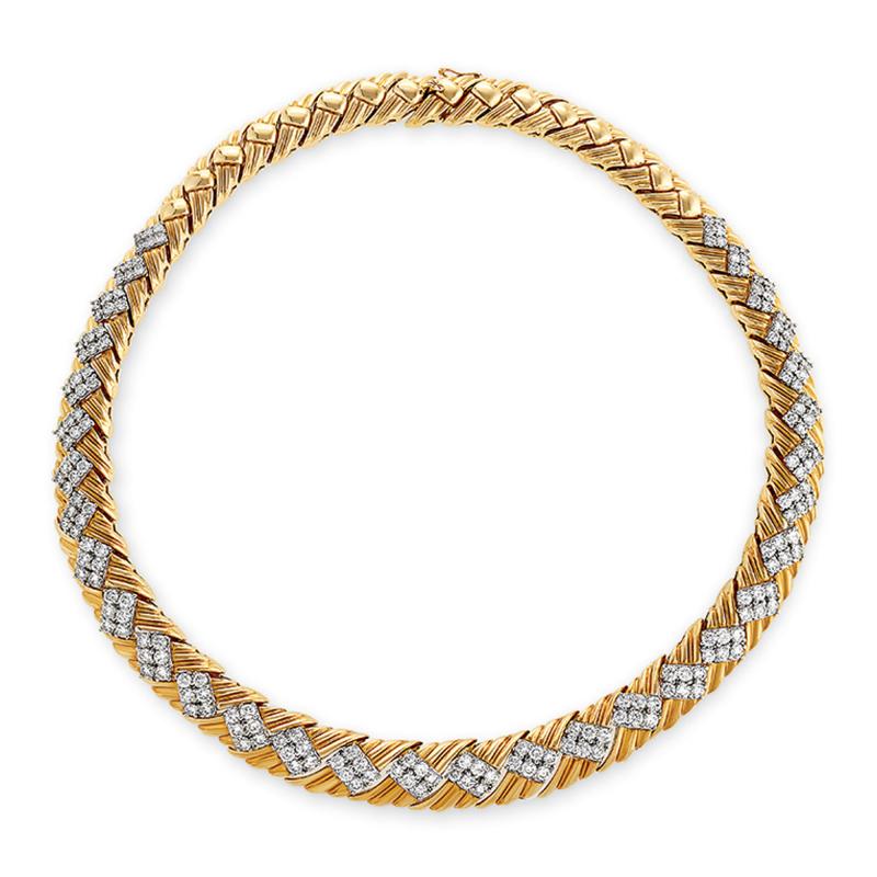 Late 20th Century Gold and Diamond Necklace