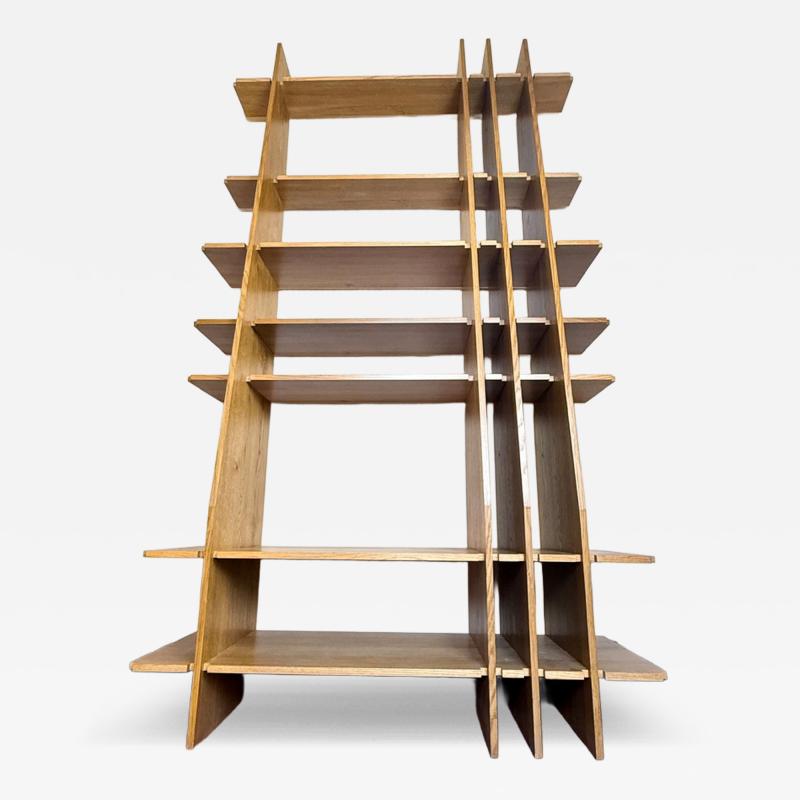 Late 20th Century Italian Oak Wood Tall Bookcase