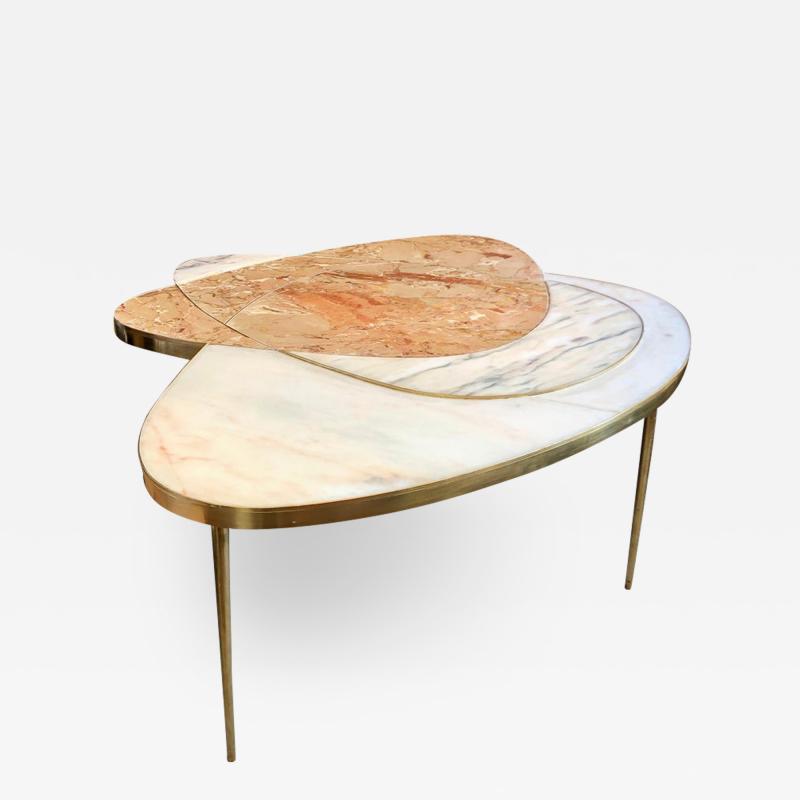 Late 20th Century Italian Space Age Marble and Brass Coffee Table