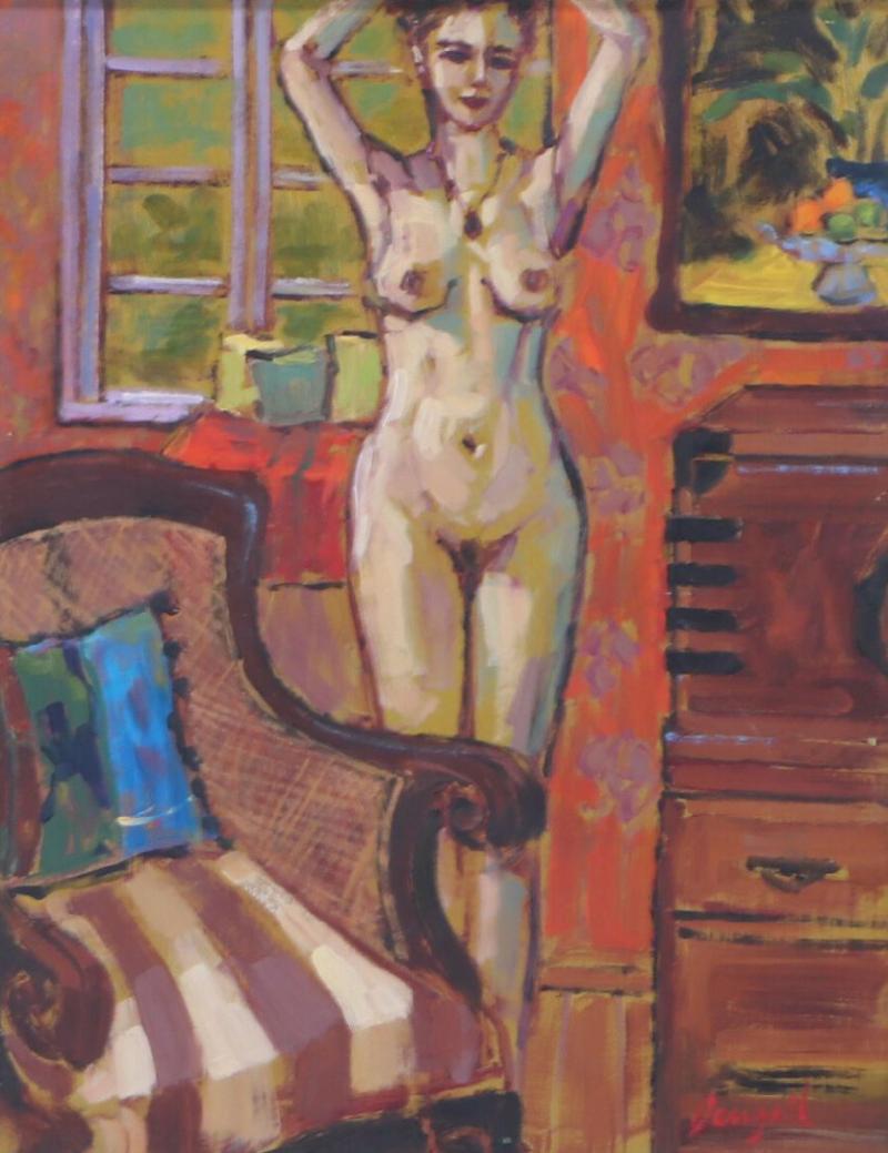 Late 20th Century Model in Trinidad Studio Jae Dougall Fauvist Oil on board