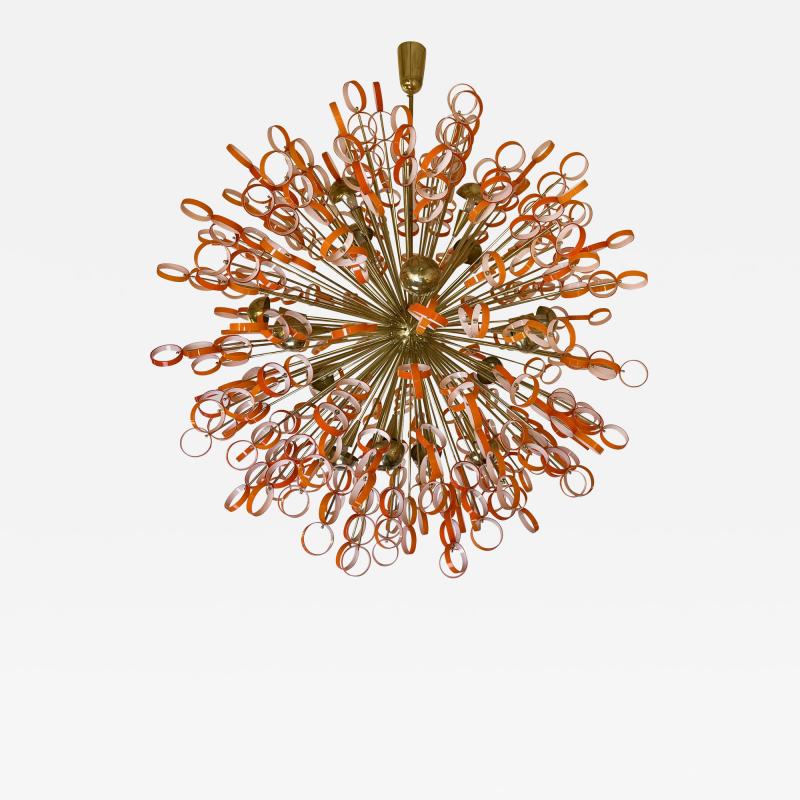 Late 20th Century Sputnik Chandelier in Jacketed Orange White Glass by Vistosi