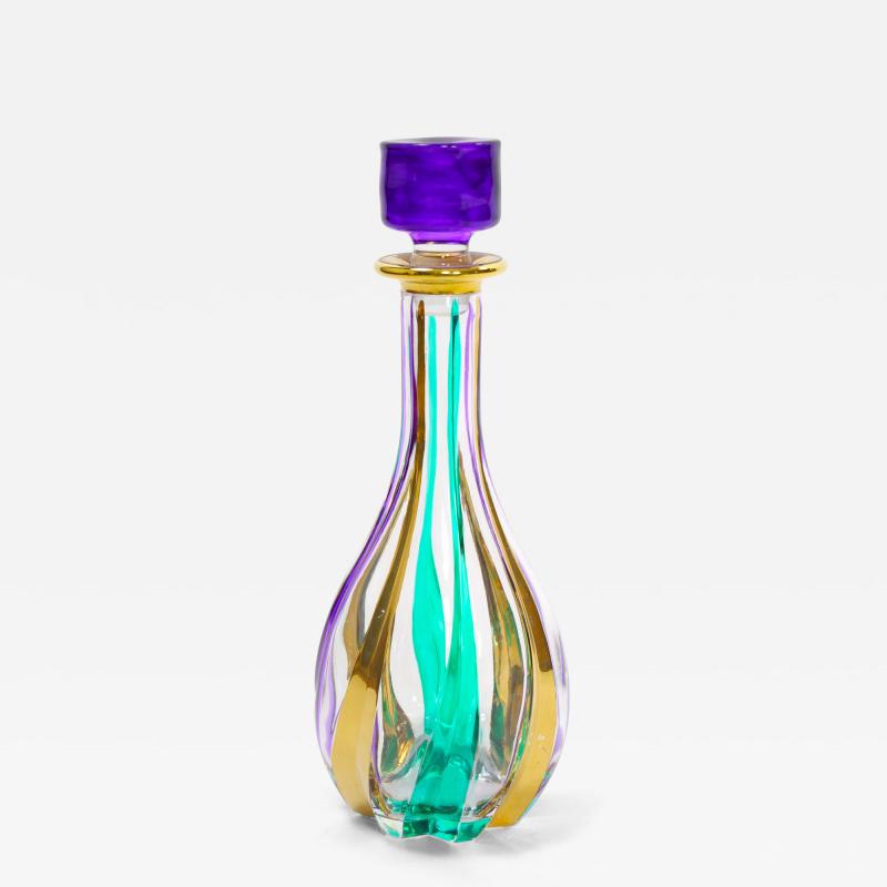 Late 20th Century Venetian Hand Painted Barware Decanter