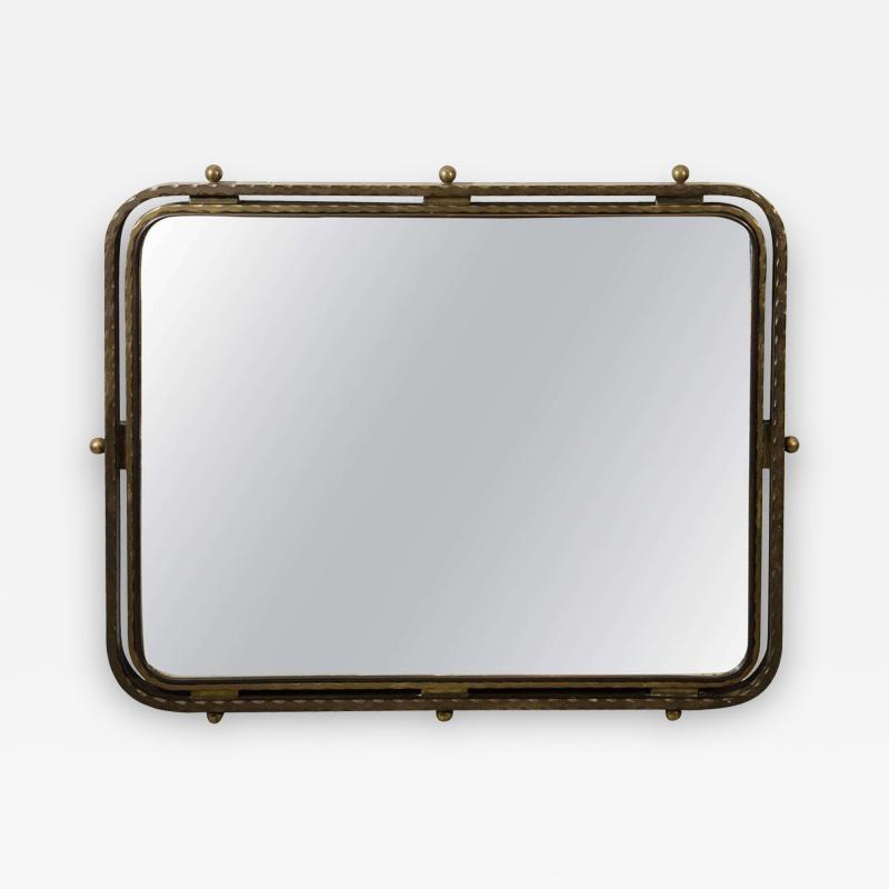 Late Deco Streamline Moderne French Bronze Mirror