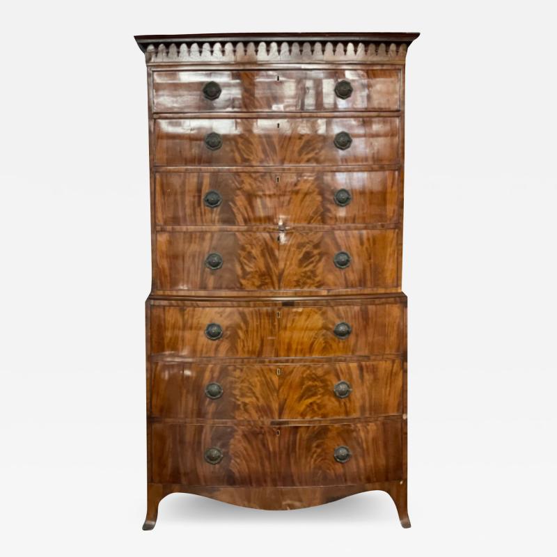 Late George III Mahogany Bowfront Chest on Chest