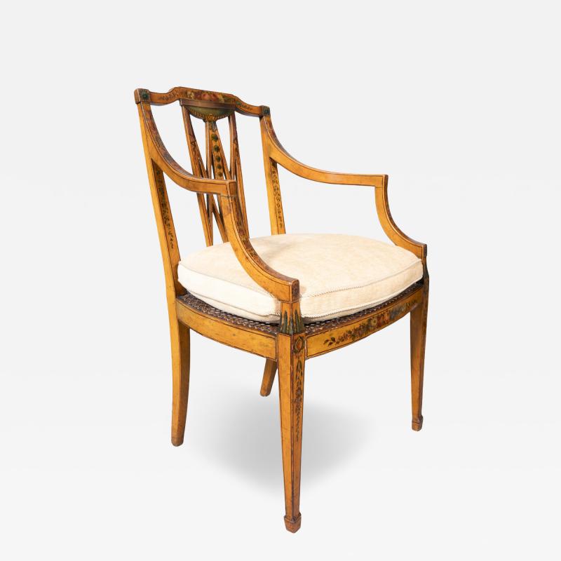 Late George III Satinwood And Painted Armchair