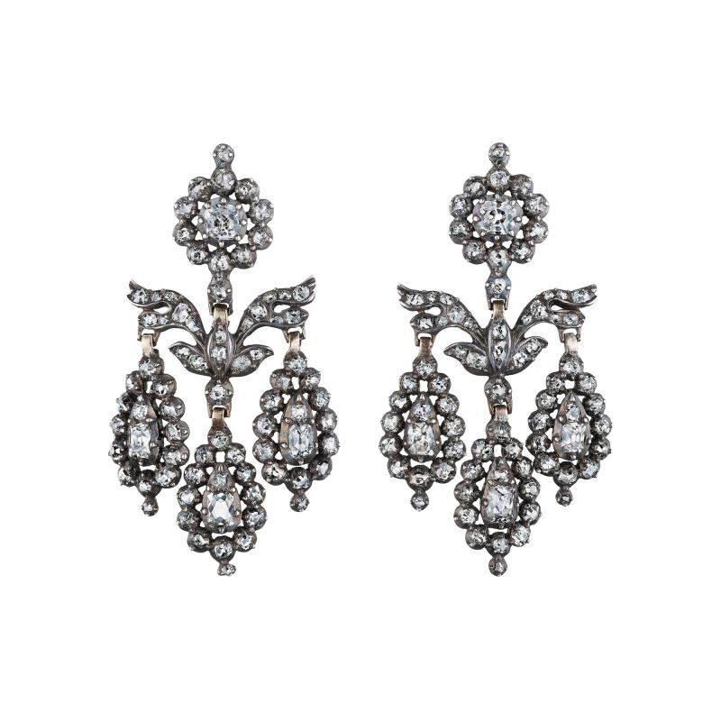Late Georgian Girandole Diamond Earrings