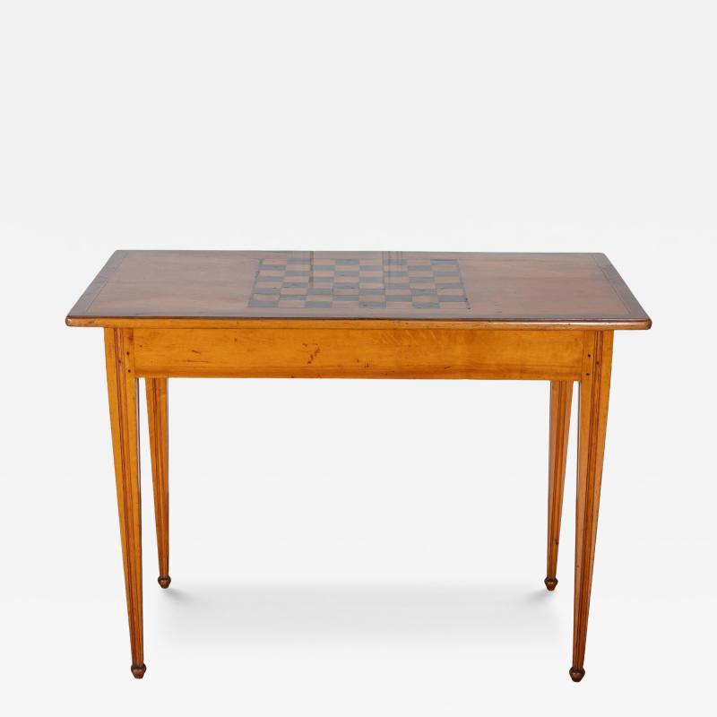 Late Gustavian Cherry and Nutwood Game Table with Checkerboard and Backgammon