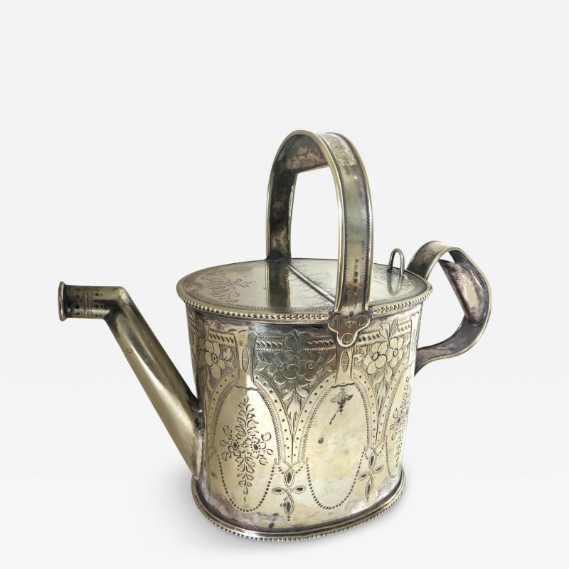 Late Victorian English Silver Plated Diminutive Watering Can Circa 1895